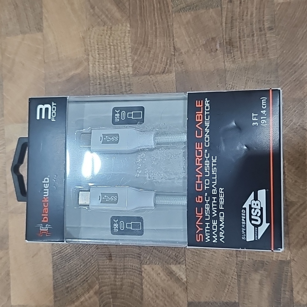 Blackweb Sync and Charge Cable USB-C to USB-C Connectors Gen 1. 8
